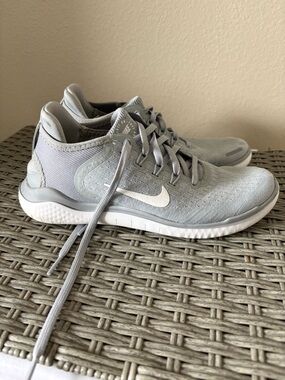 Nike Grey and White Knit Running Sneakers